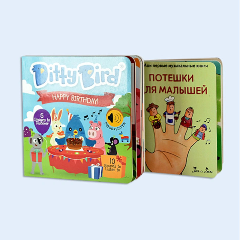 Audio english children book printing wholesales sound book custom full color musical voice board book for kids